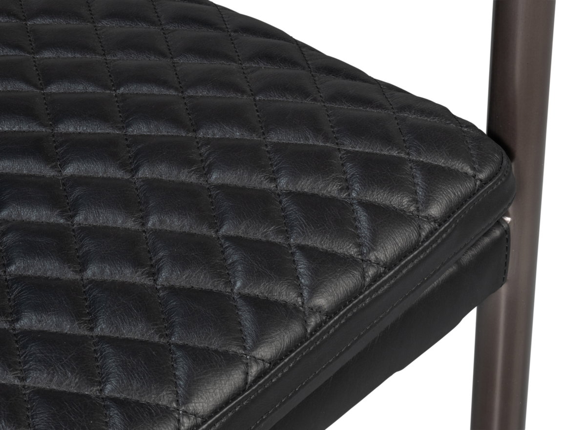 The Harley Chair  Onyx Black Leather, by Sarreid, 1'11" length x 1'11" width x 2'9" height View 7