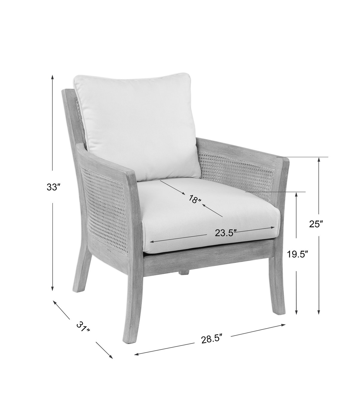 Encore Natural Armchair, Furniture by Uttermost, 28.5" width x 33" height x 31" depth View 3