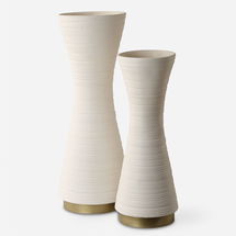 Online Designer Combined Living/Dining Ridgeline White Vases, S/2