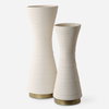 Ridgeline White Vases Set/2, by Uttermost, 6.12" width x 18.25" height x 6.12" depth thumbnail 1