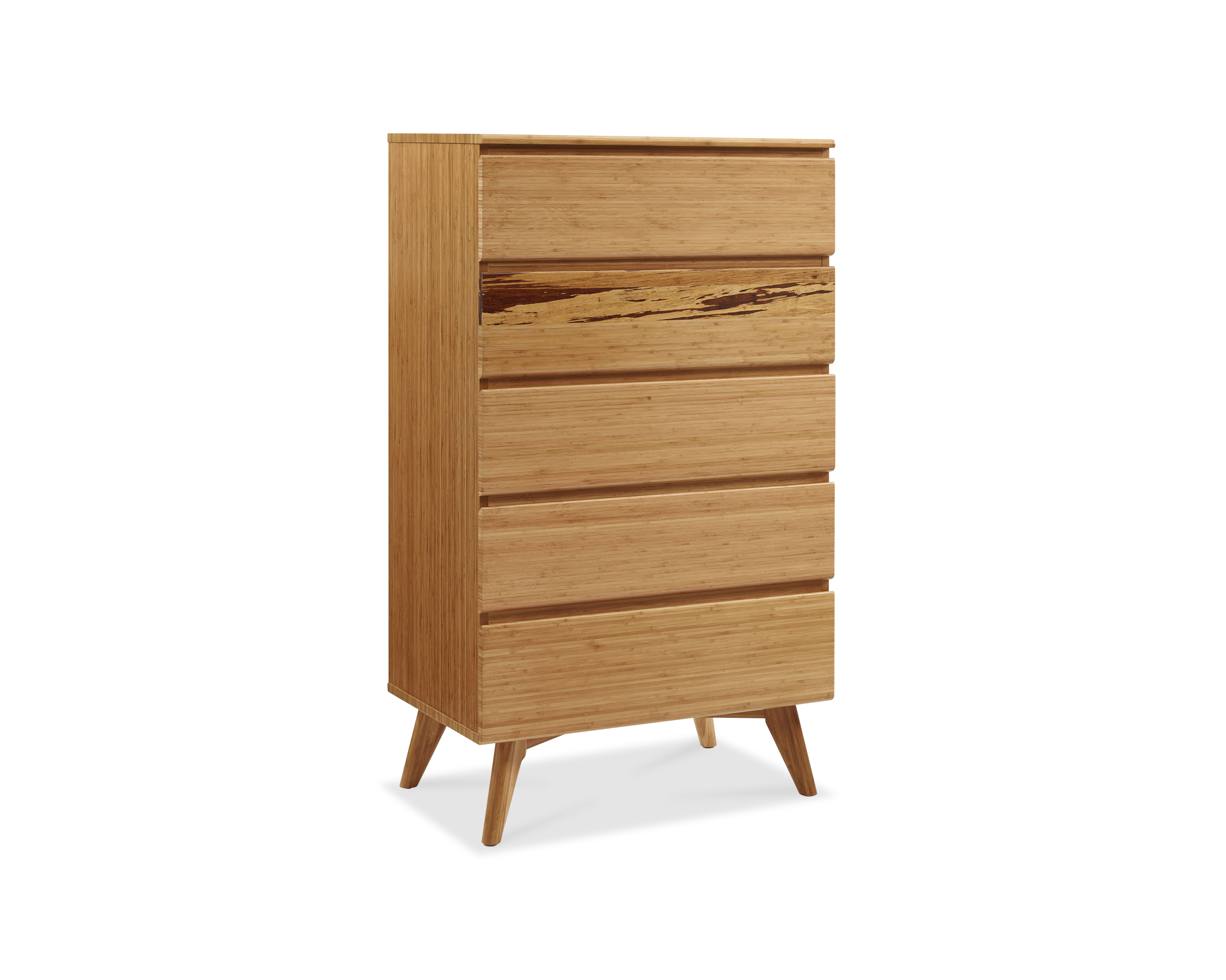 Azara Five Drawer High Chest, Caramelized, Dresser by Greenington, 19" length x 32" width x 53" height View 2