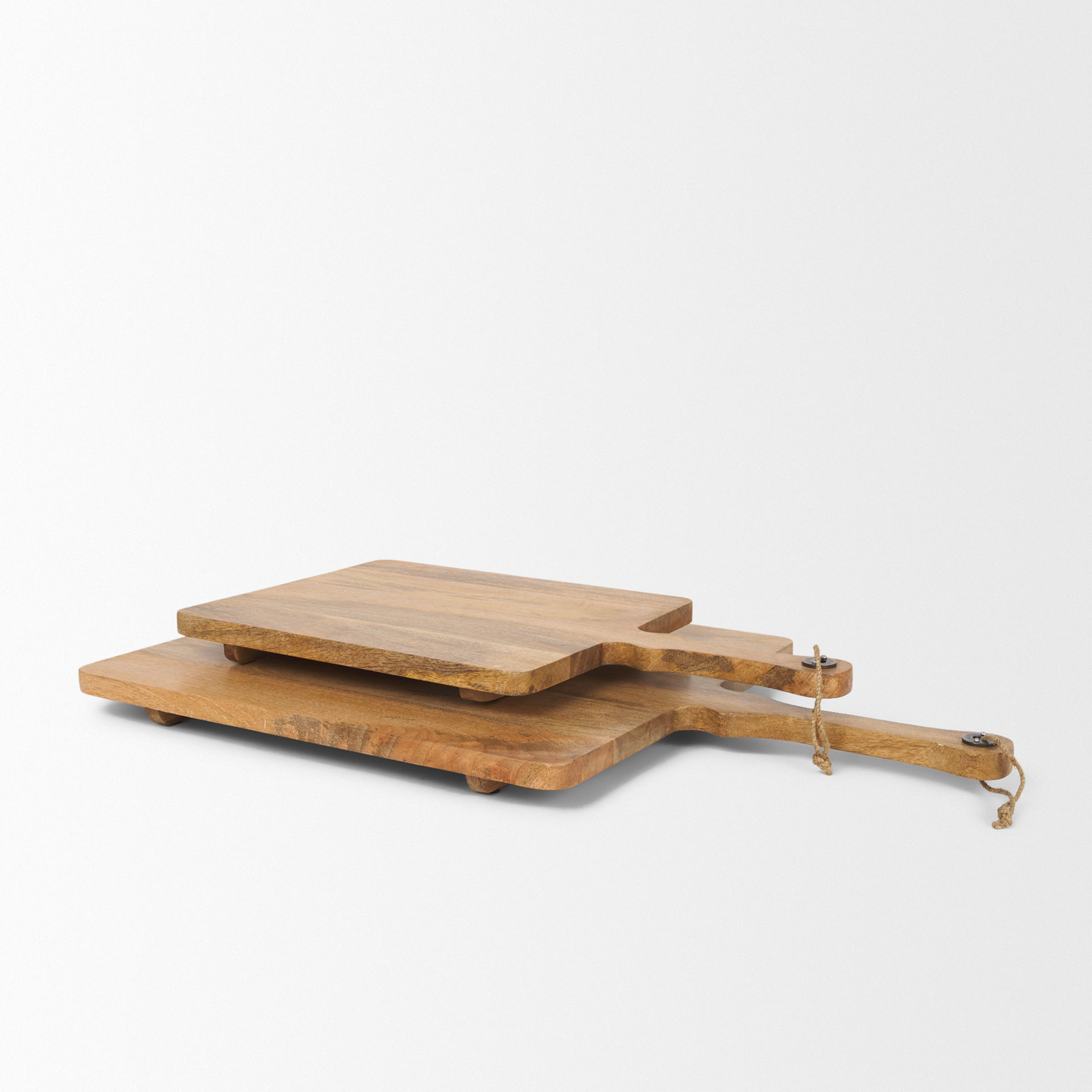 Khana Natural Solid Wood Square Serving Boards, Decorative Tray by Mercana, 29.25" length x 17.25" width x 1.75" height View 4