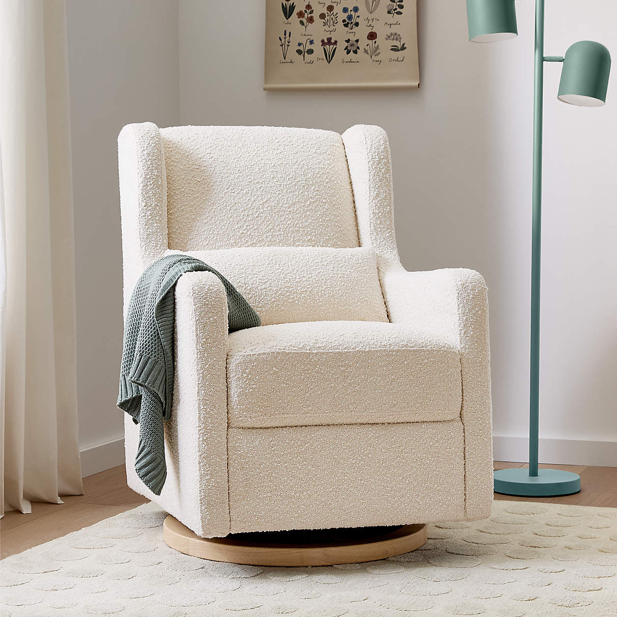 Online Designer Bedroom Wally Ivory Boucle Nursery Glider Chair