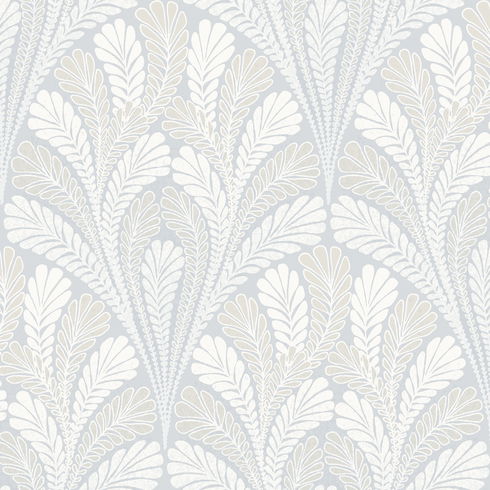 Shell Damask Blue Wallpaper