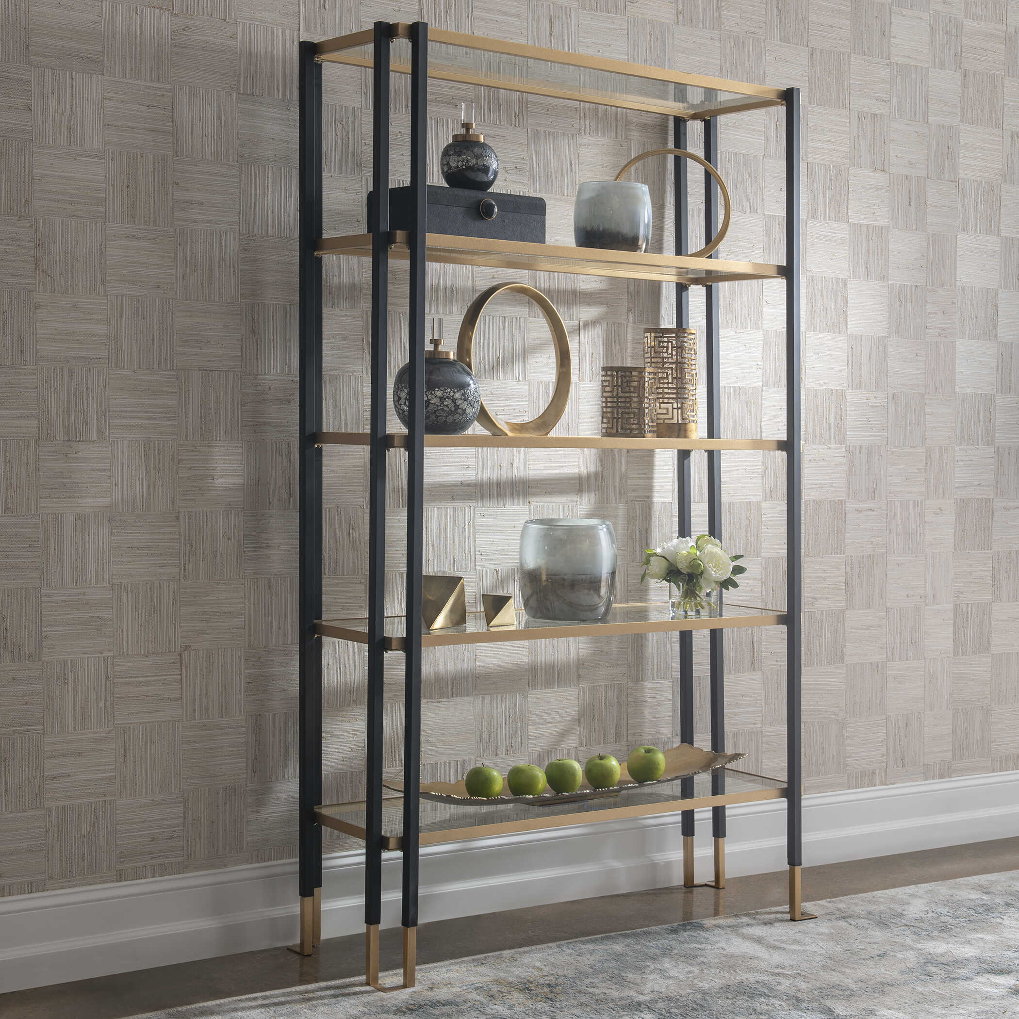 Kentmore Modern Etagere, Furniture by Uttermost, 47.25" width x 78.75" height x 16.25" depth View 4