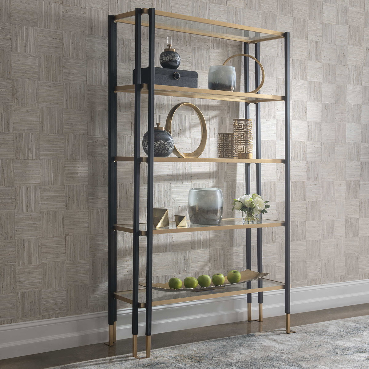 Kentmore Modern Etagere, Shelving & Bookcase by Uttermost, 47.25" width x 78.75" height x 16.25" depth View 4