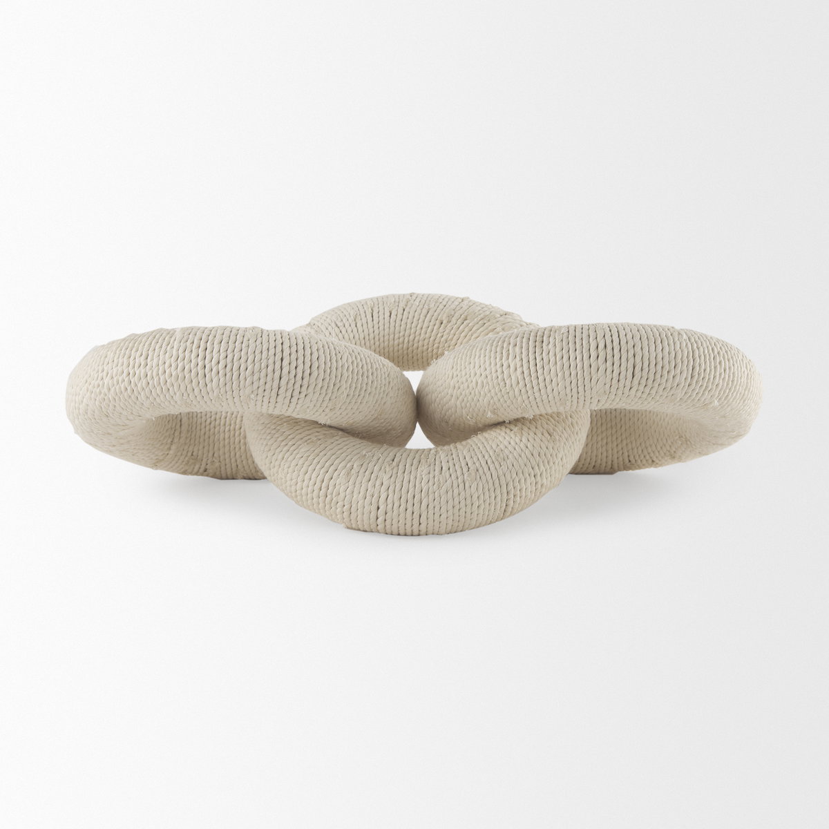 Alize Cotton Rope Wrapped Solid Wood Circular Chain Link Decorative Object, by Mercana, 14" length x 11" width x 8" height View 5