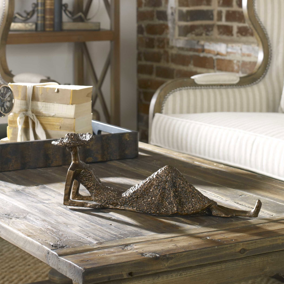 Summer Days Antique Bronze Sculpture, Decorative by Uttermost, 16.5" width x 5.5" height x 4" depth View 3