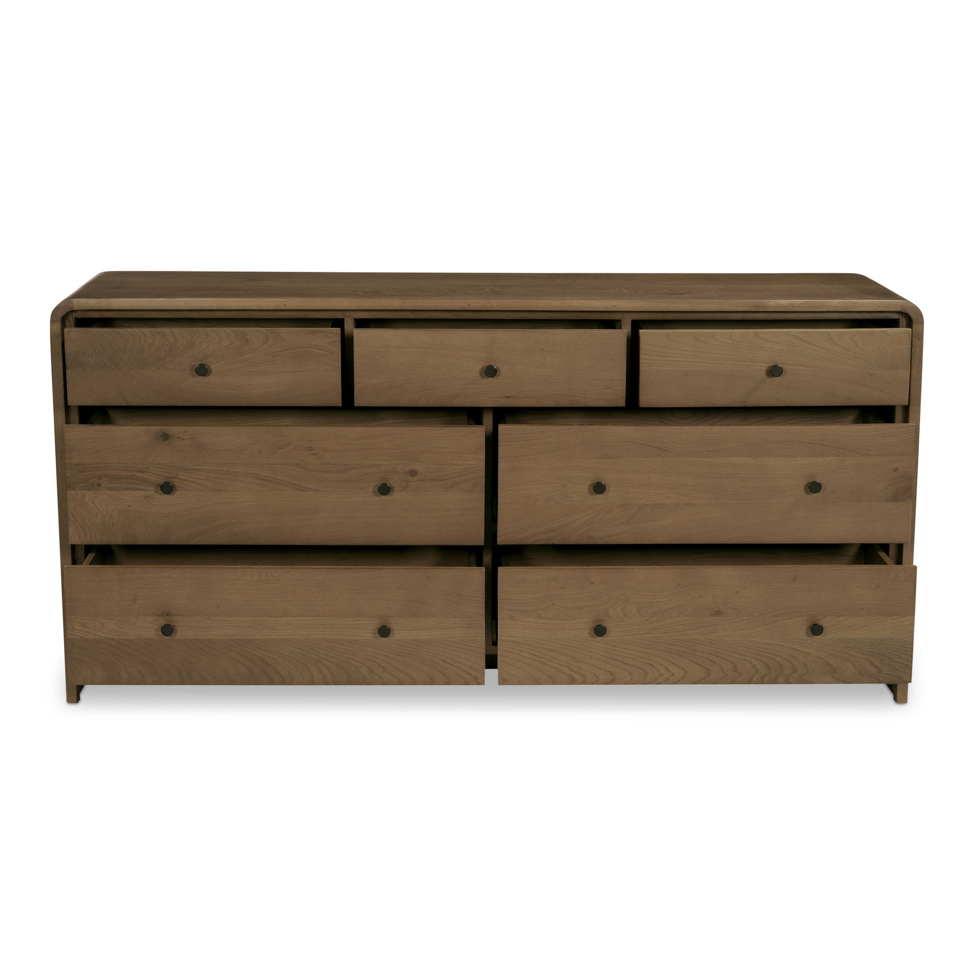 Riley 7 Drawer Dresser Oak, by Moe's Home, 70" width x 34" height x 19" depth View 4
