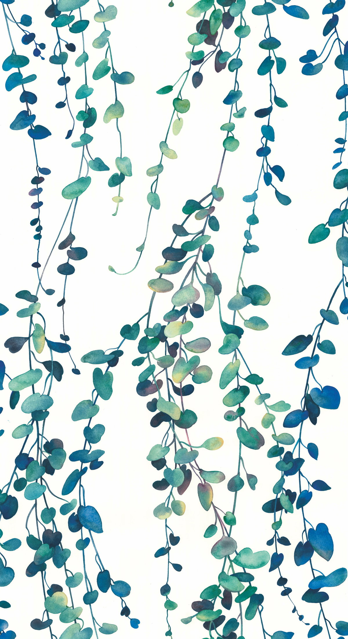 Hanging Watercolor Vines Blue Peel & Stick Wallpaper, by York Wall, 18'10.8" length x 1'6" width x 0.02" depth