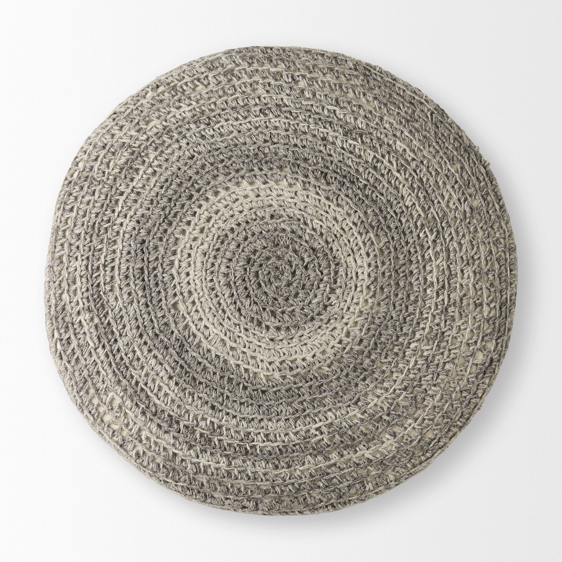 Bina  Dark Gray 4 Legged Wool Stool, Ottoman by Mercana, 30" length x 30" width x 15" height View 6