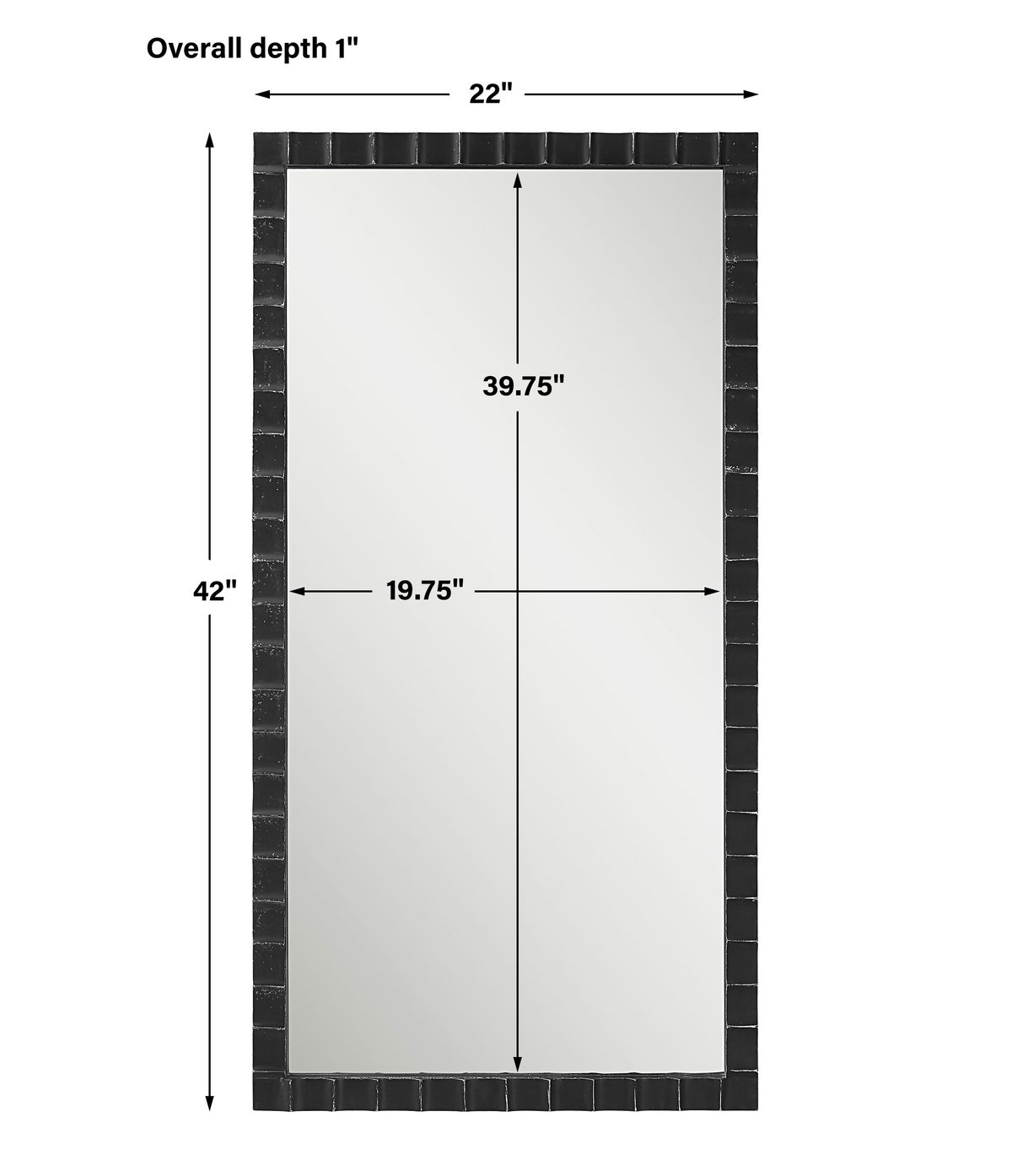 Dandridge Black Industrial Mirror, by Uttermost, 22" width x 42" height x 1" depth View 3