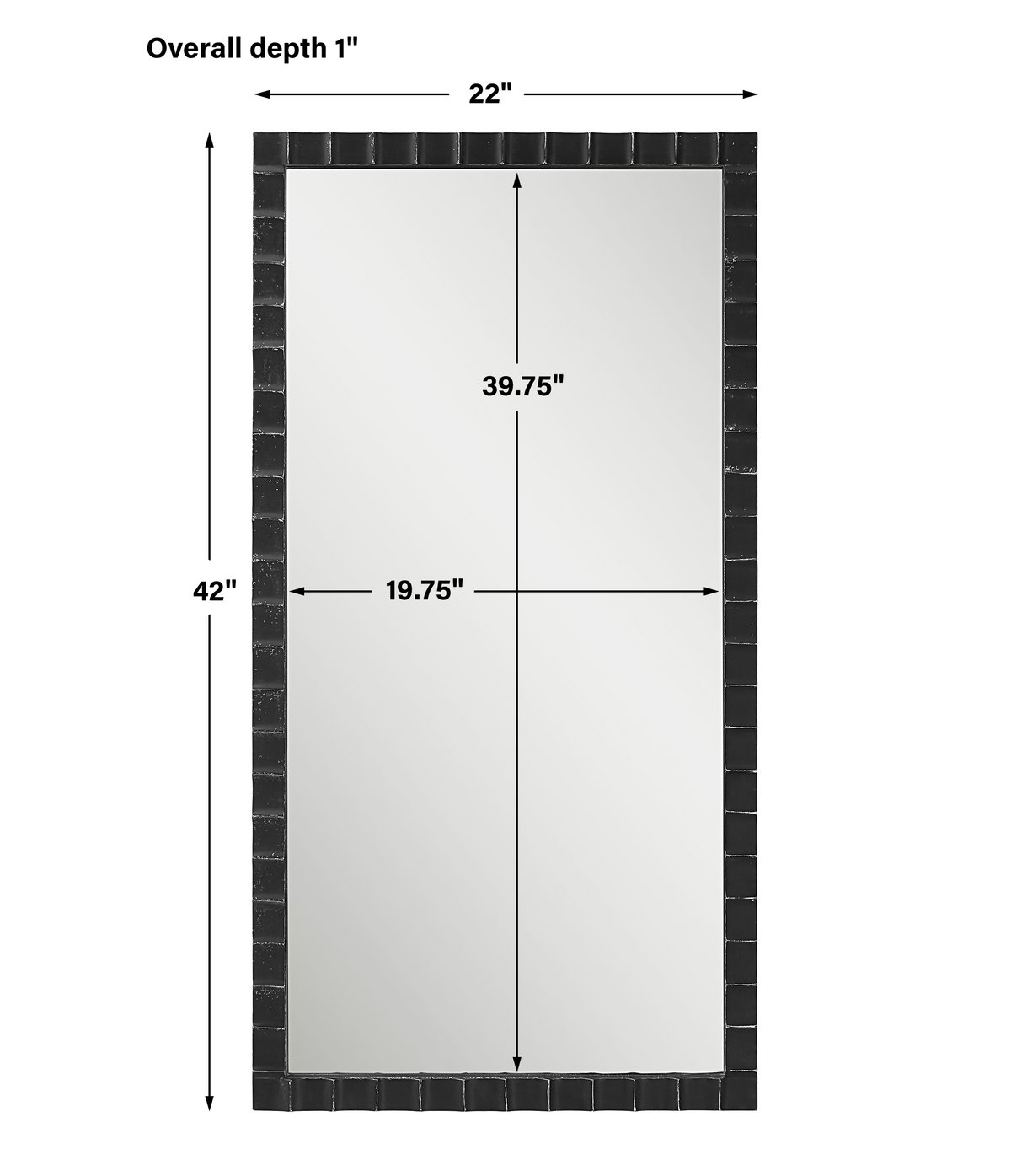 Dandridge Black Industrial Mirror, by Uttermost, 22" width x 42" height x 1" depth View 3