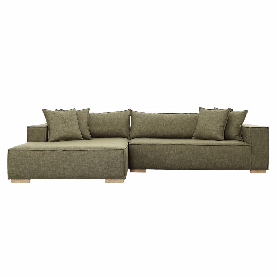 Clarisse Chaise Sectional Olive Green