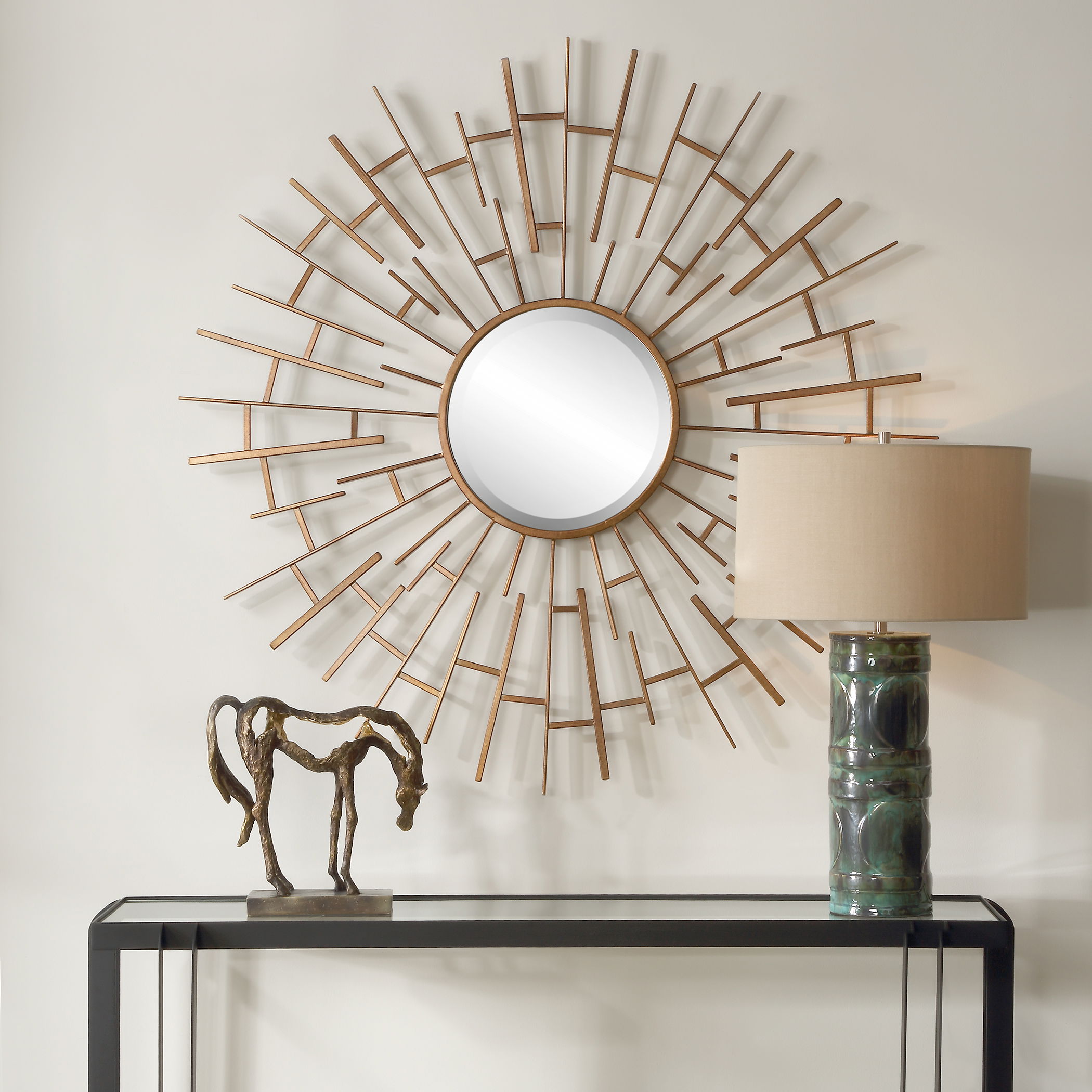 Tangled Bronze Round Mirror, by Uttermost, 48" width x 47.75" height x 2.75" depth View 2