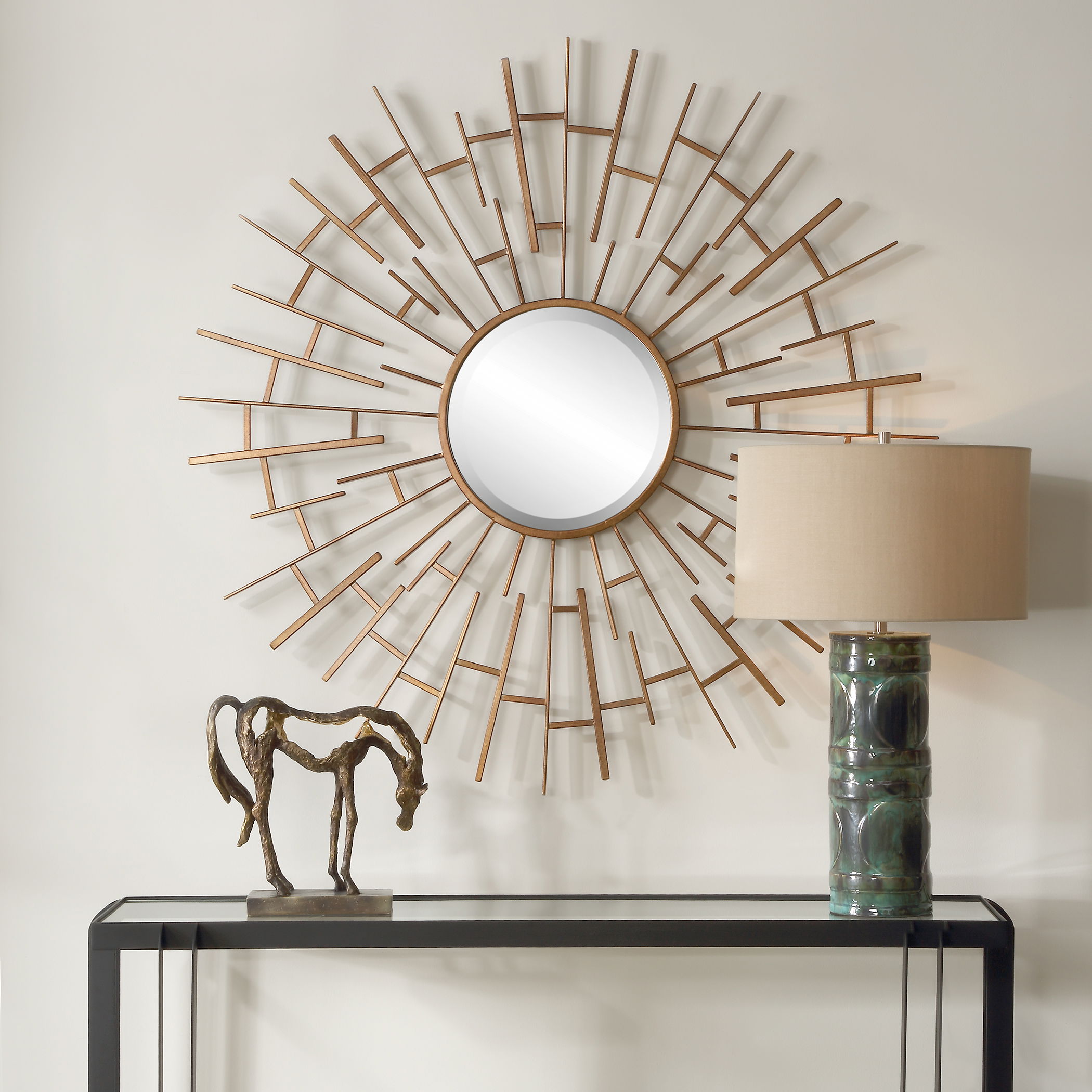 Tangled Bronze Round Mirror large image 