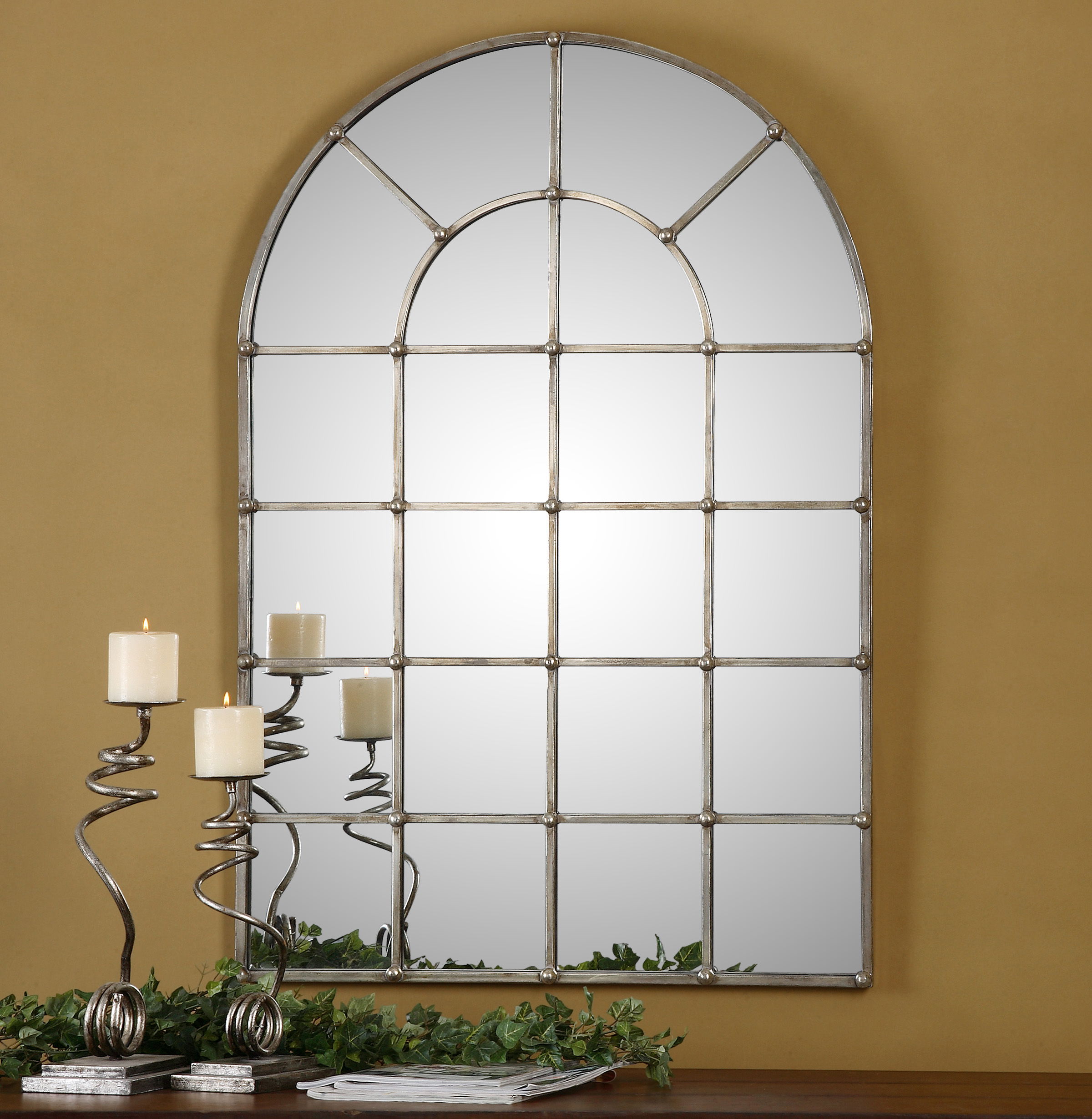 Barwell Arch Window Mirror, by Uttermost, 29.5" width x 44.12" height x 1.37" depth View 6