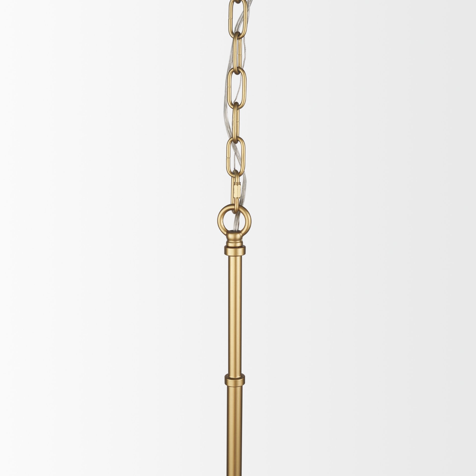 Edie Brushed Gold Metal with Frosted Glass Globe 1-Light Pendant, by Mercana, 12" length x 12" width x 54" height View 6