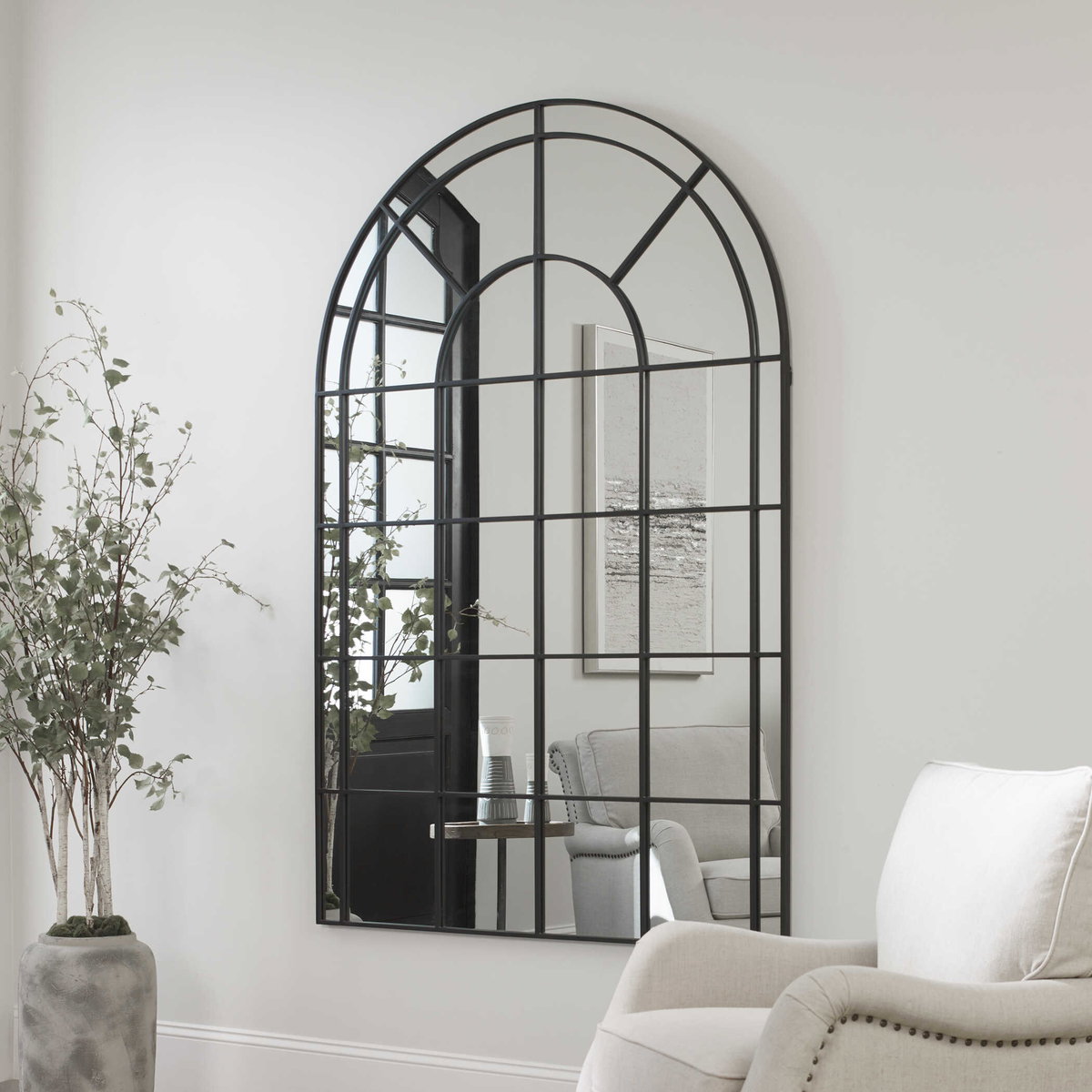 Grantola Black Arch Iron Mirror, by Uttermost, 3'11.75" width x 5'11.62" height x 0.75" depth View 4