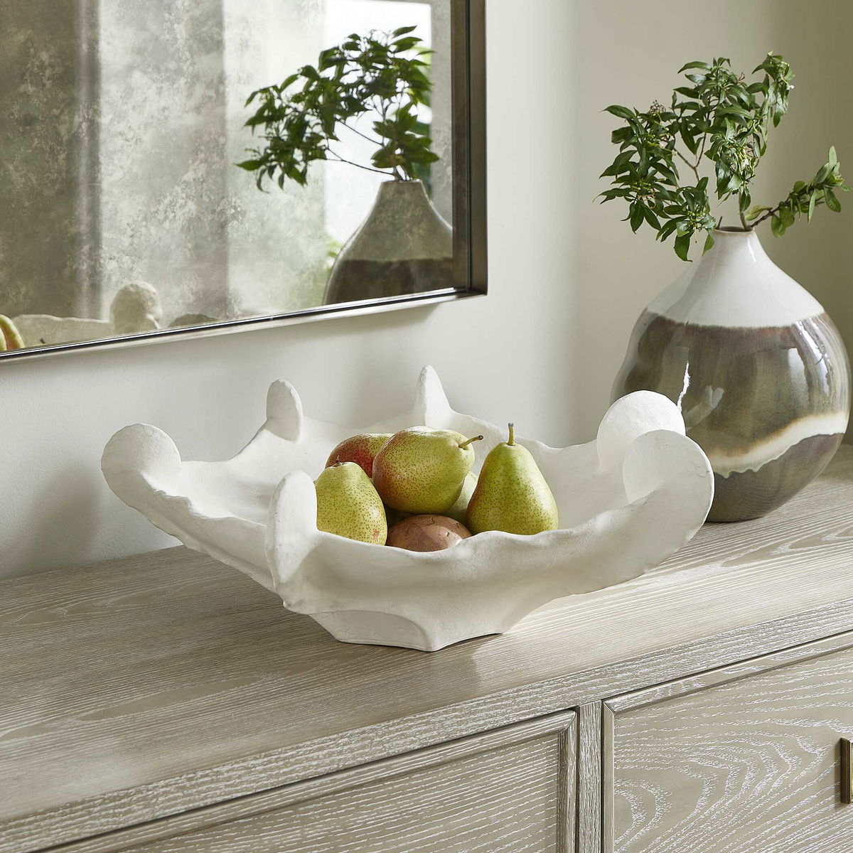 Coral Mirage White Outdoor Bowl, Decorative Tray by Uttermost, 20.08" width x 20" height x 7" depth View 2