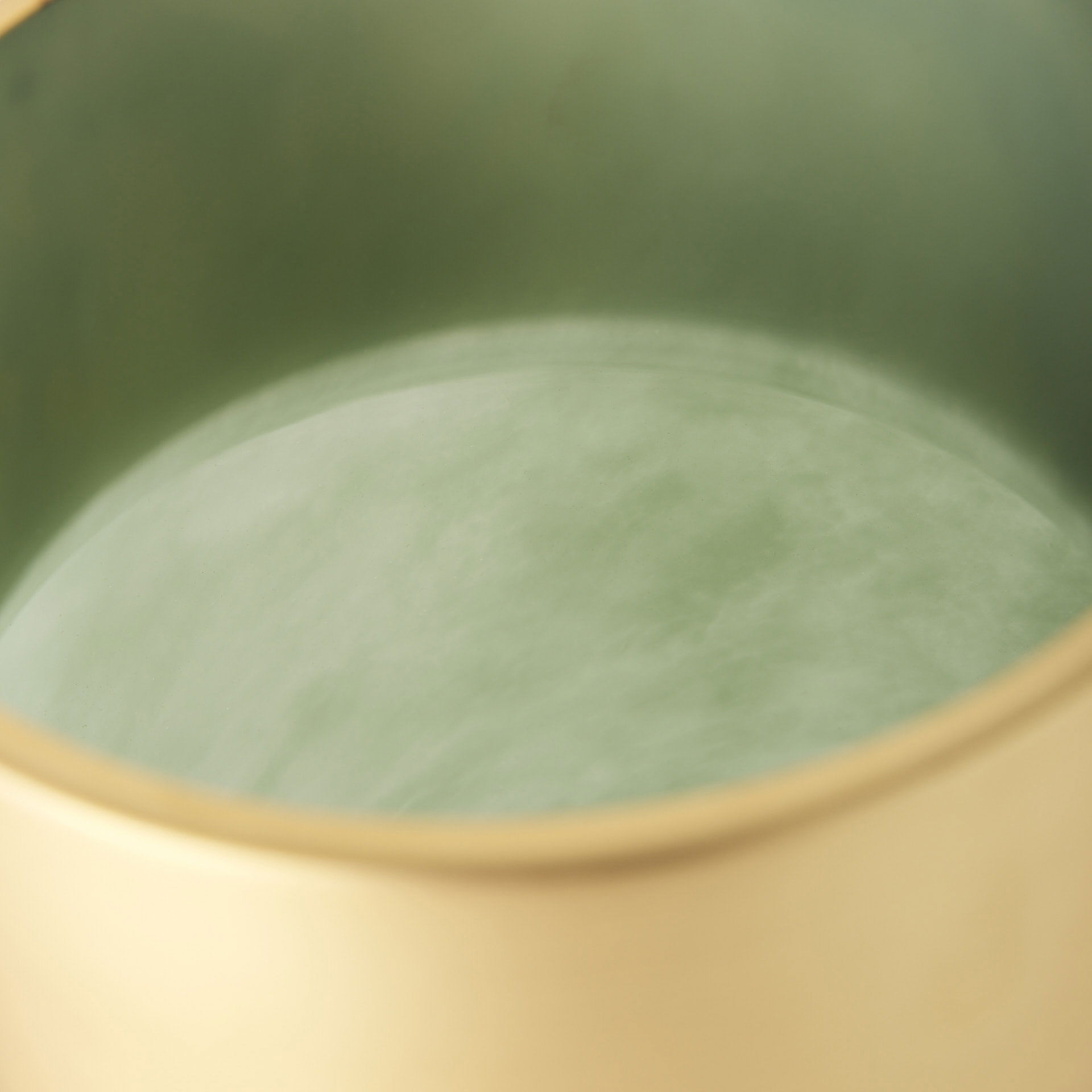 Minty Medium  Green Glass Vase with Matte Gold Metal Neck Cuff large image 