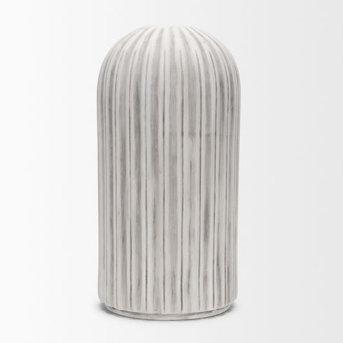 Ummi Tall Off White with Gray-Brown Antiquing Ceramic Floor Vase