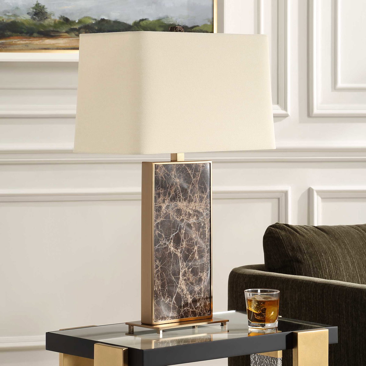 Lafferty Marble Table Lamp, by Uttermost, 1'6" width x 2'4.25" height x 1'6" depth View 4