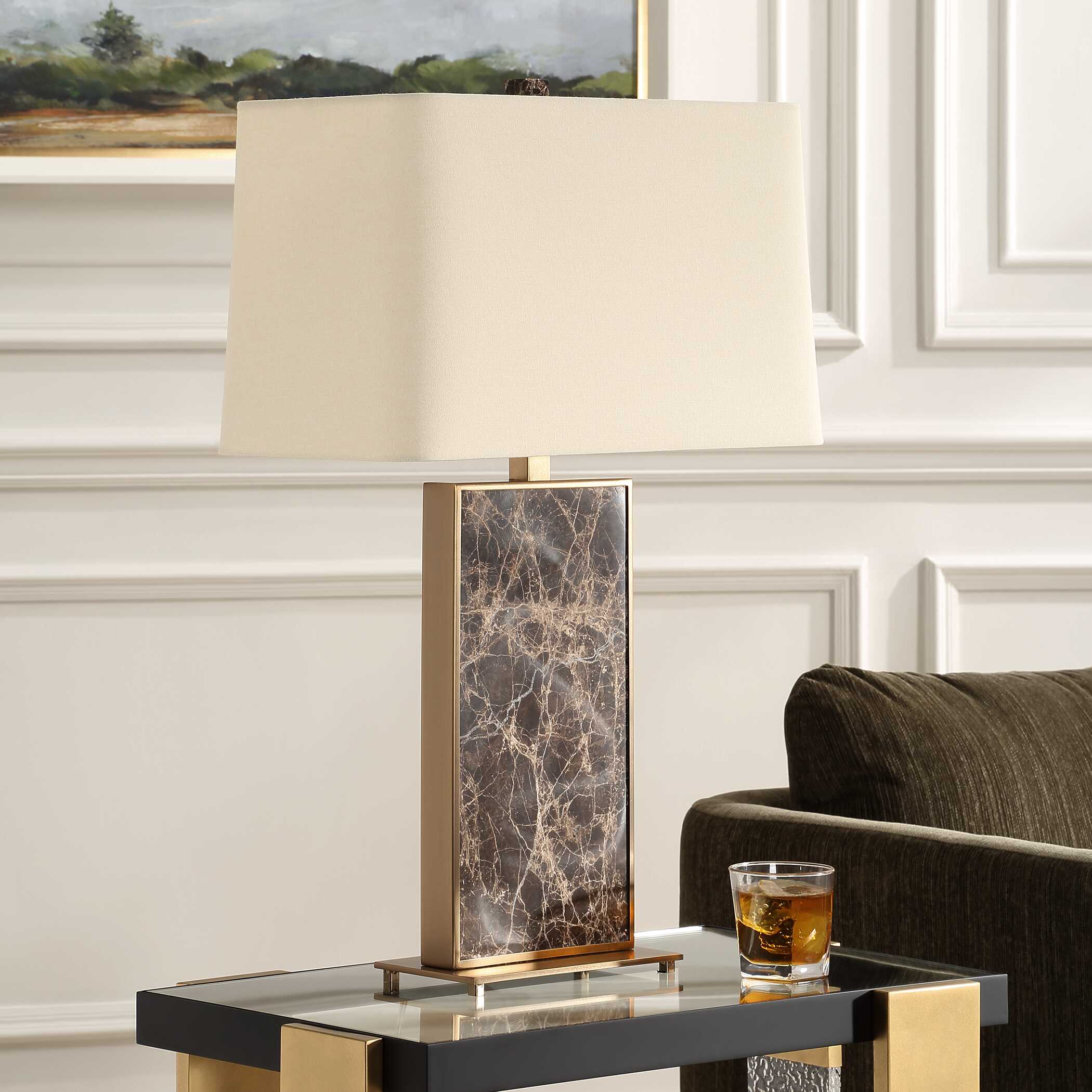 Lafferty Marble Table Lamp, by Uttermost, 18" width x 28.25" height x 18" depth View 4