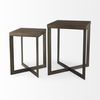 Faye (Set of 2) 19L x 19W x 26H Medium Brown Wood with Metal Base Accent Tables, Side & End Table by Mercana, 19" length x 19" width x 26" height thumbnail 9
