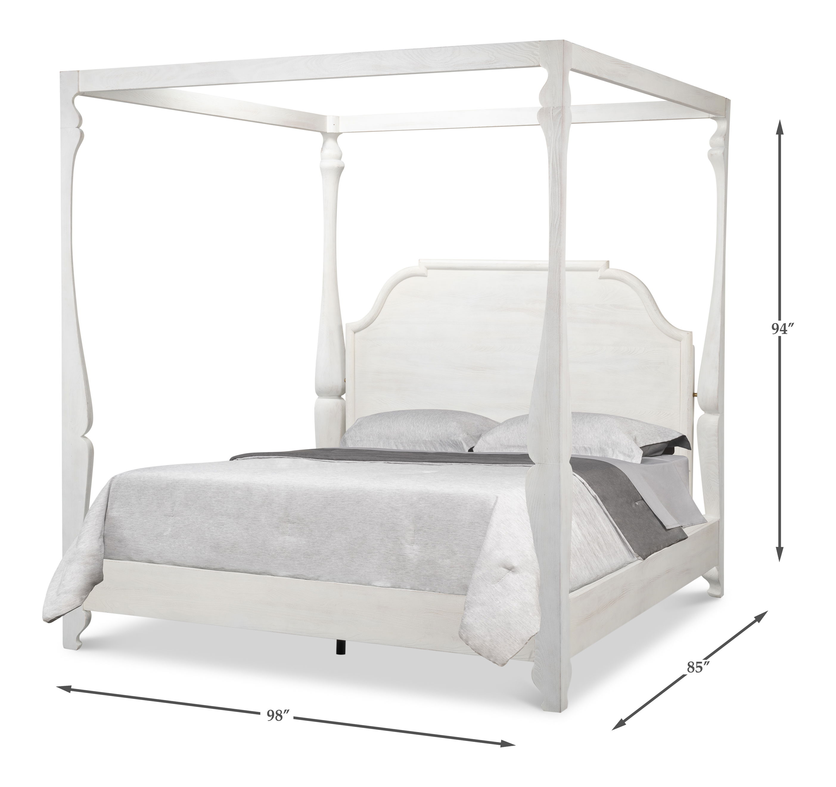 Madeline Bungalow Bed King Bungalow Wht, Headboards & Footboard by Sarreid, 89" length x 85" width x 94" height View 15