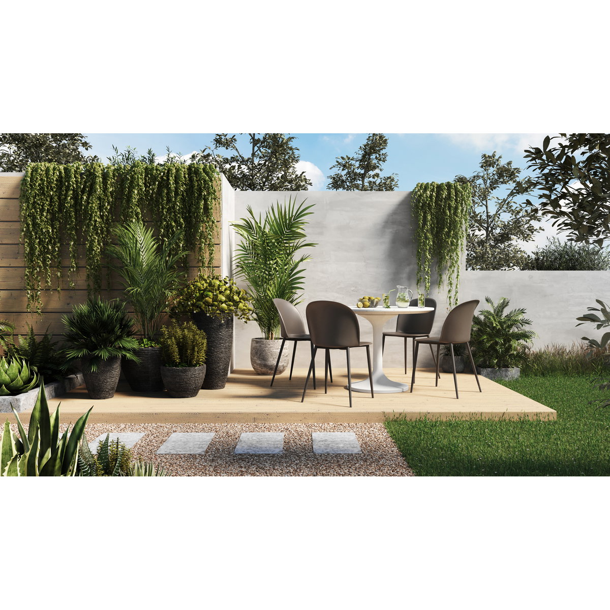 Tuli Outdoor Cafe Table White Terrazzo, Outdoor Table by Moe's Home, 3'3.4" width x 2'5.9" height x 3'3.4" depth View 6
