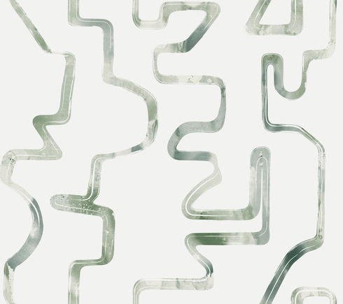 Abstract Aura Green & Grey Wallpaper