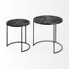 Chakra 19.7' Set of Two Round Dark Wood Top Black Frame Accent Tables, Side & End Table by Mercana, 19.69" length x 19.69" width x 19.69" height thumbnail 7