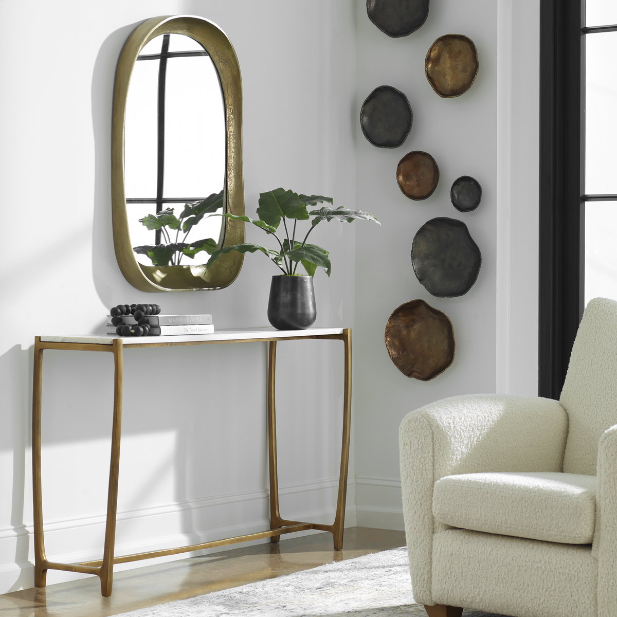 Affinity White Marble Console Table, by Uttermost, 47" width x 30" height x 13" depth View 2