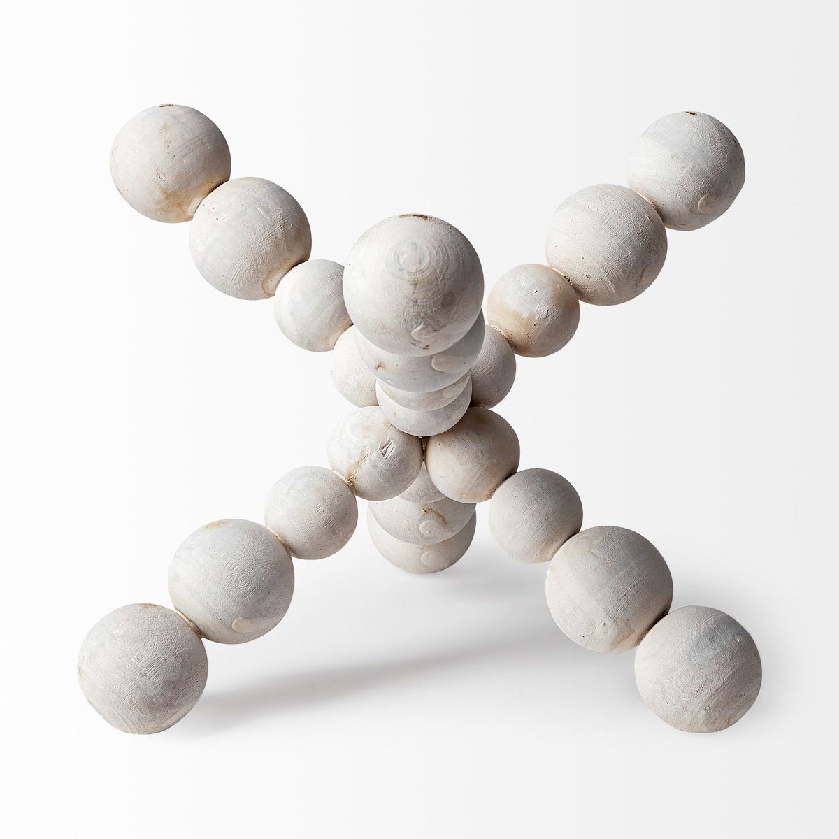 Carrollton II (Large) 9L x 9W Off-White Geometric Wood Ball Jack, Decorative Object by Mercana, 9.06" length x 9.06" width x 9.06" height View 4
