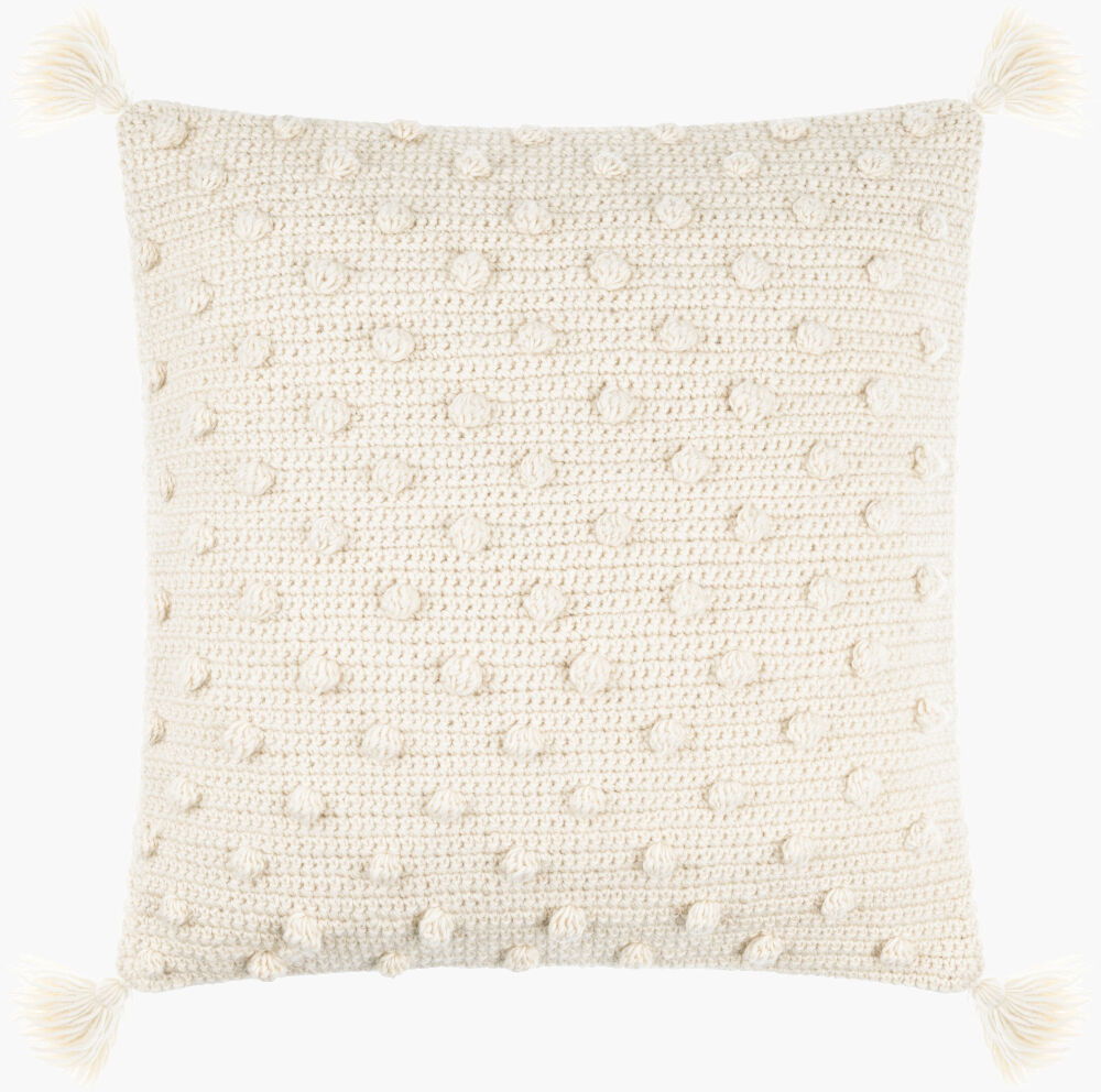 Makrome Accent Pillow Down, Decorative Pillow by Surya, 22" length x 22" width