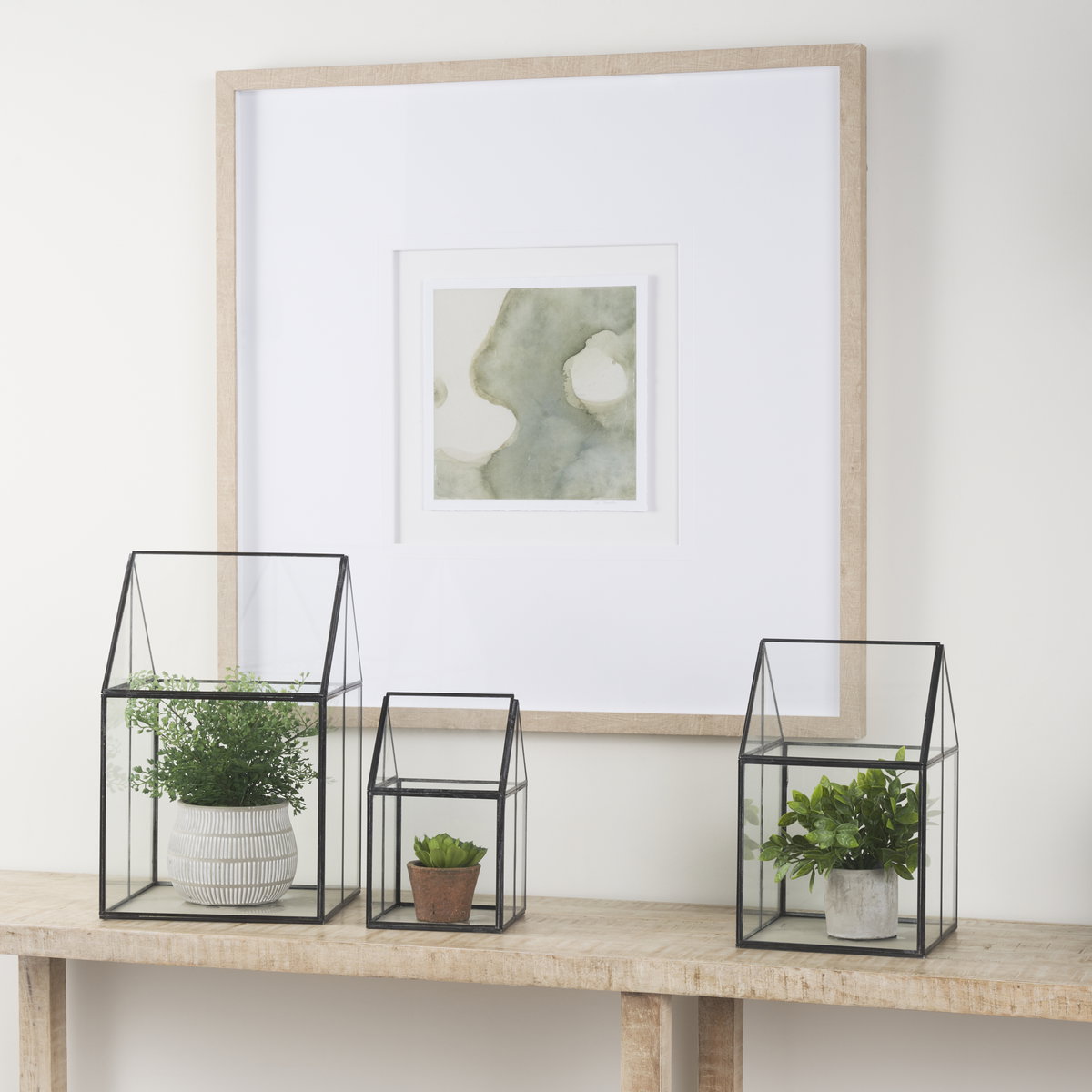 Sikes (Large) 10L x 10W x 16H Hut Terrarium with Glass Base, Boxe by Mercana, 10.04" length x 10.04" width x 16.14" height View 2