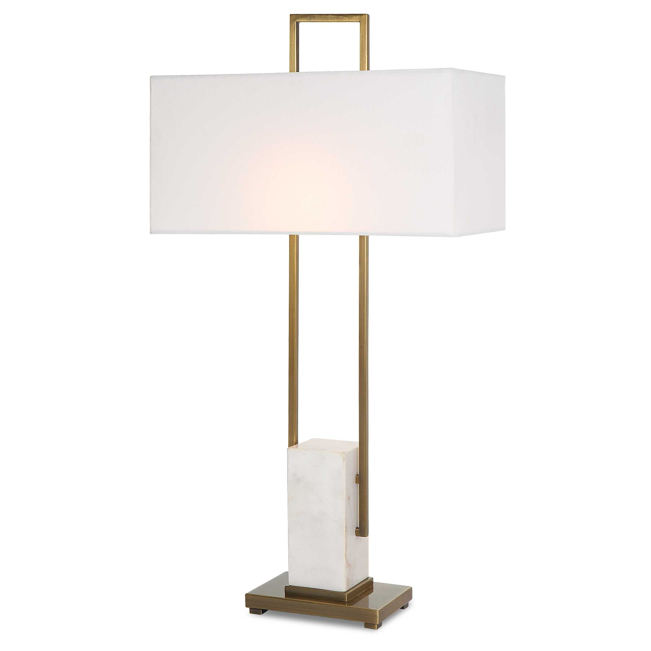 Column White Marble Table Lamp, by Uttermost, 19" width x 35" height x 9" depth View 1
