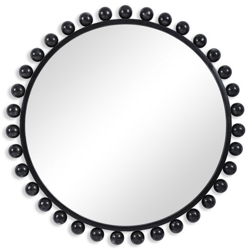 Cyra Black Round Mirror