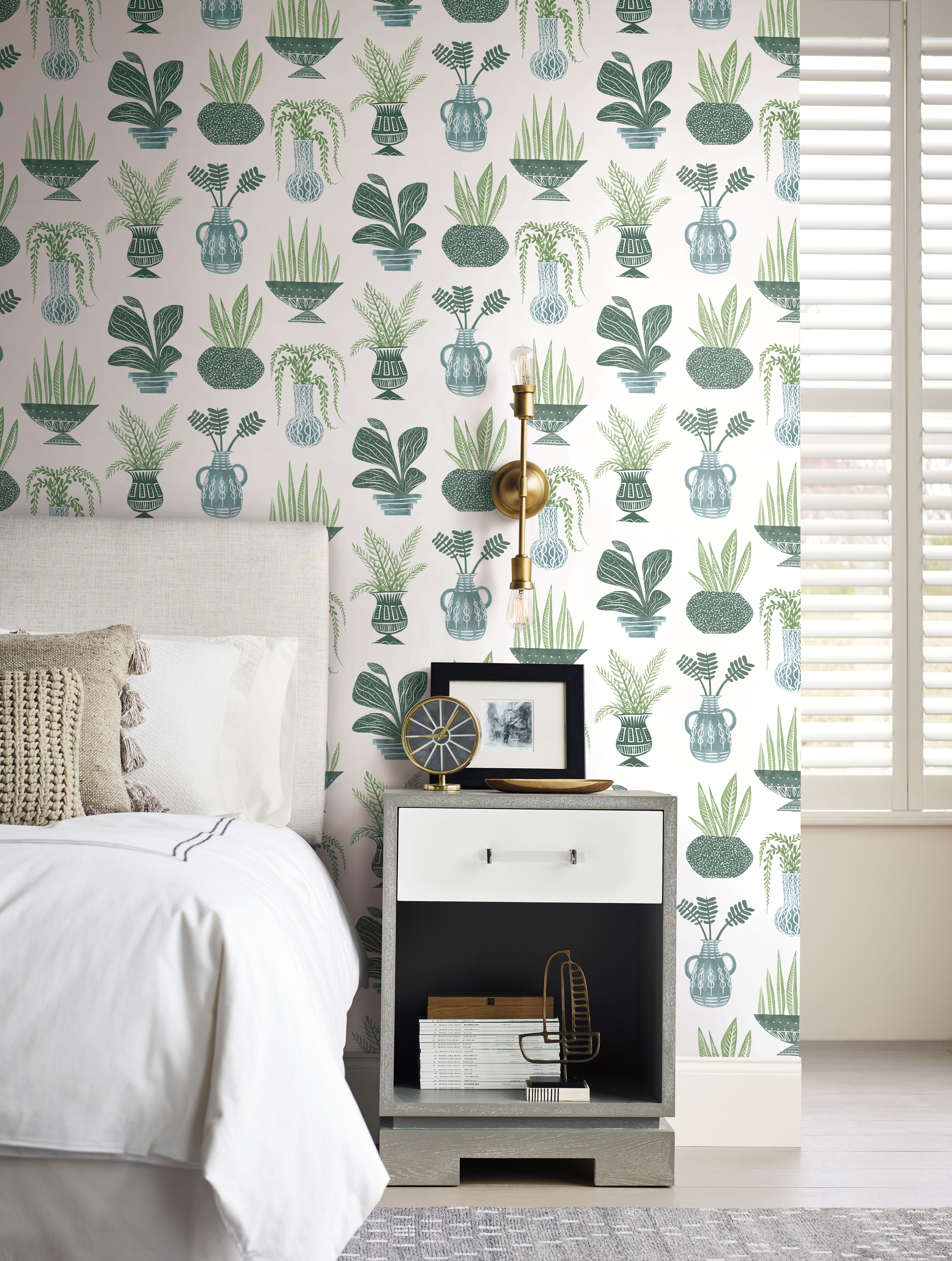 Plant Party Green Peel & Stick Wallpaper, by York Wall, 20' length x 1'8.5" width x 0.02" depth View 2