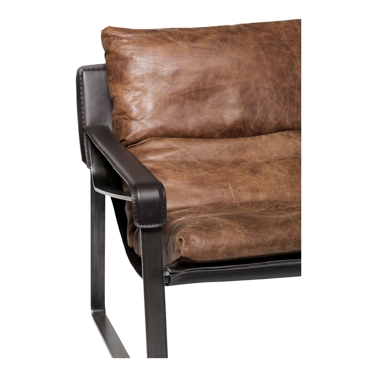 Connor Club Chair Open Road Brown Leather, Accent Chair by Moe's Home, 30.75" width x 27.5" height x 34" depth View 6