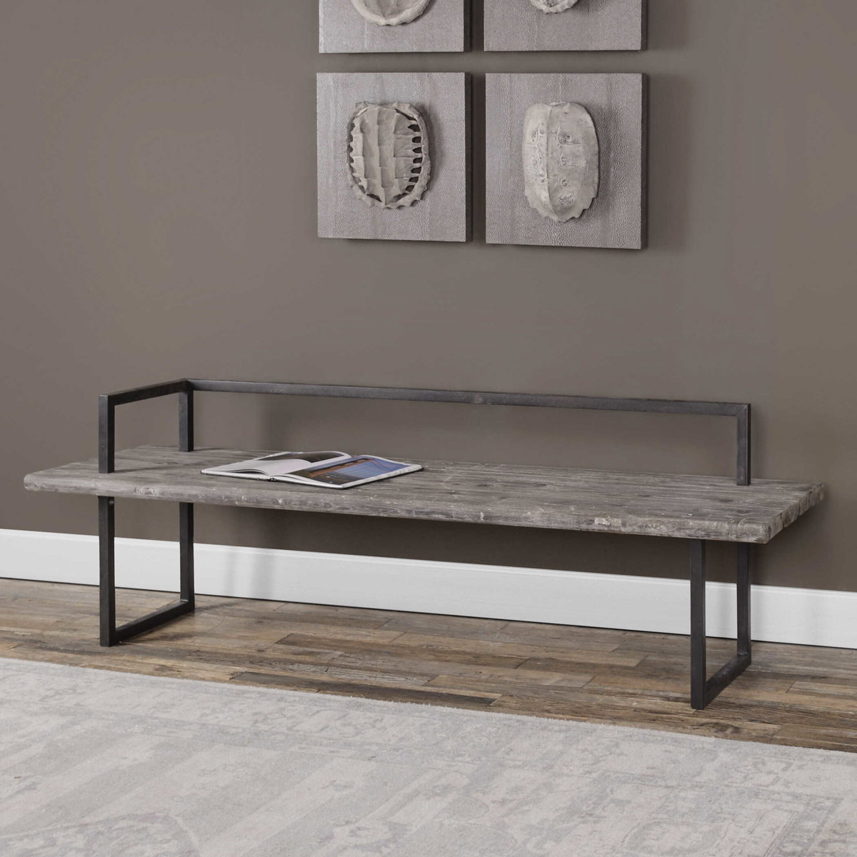Herbert Reclaimed Wood Bench, Benche by Uttermost, 80.37" width x 25.87" height x 20.75" depth View 2