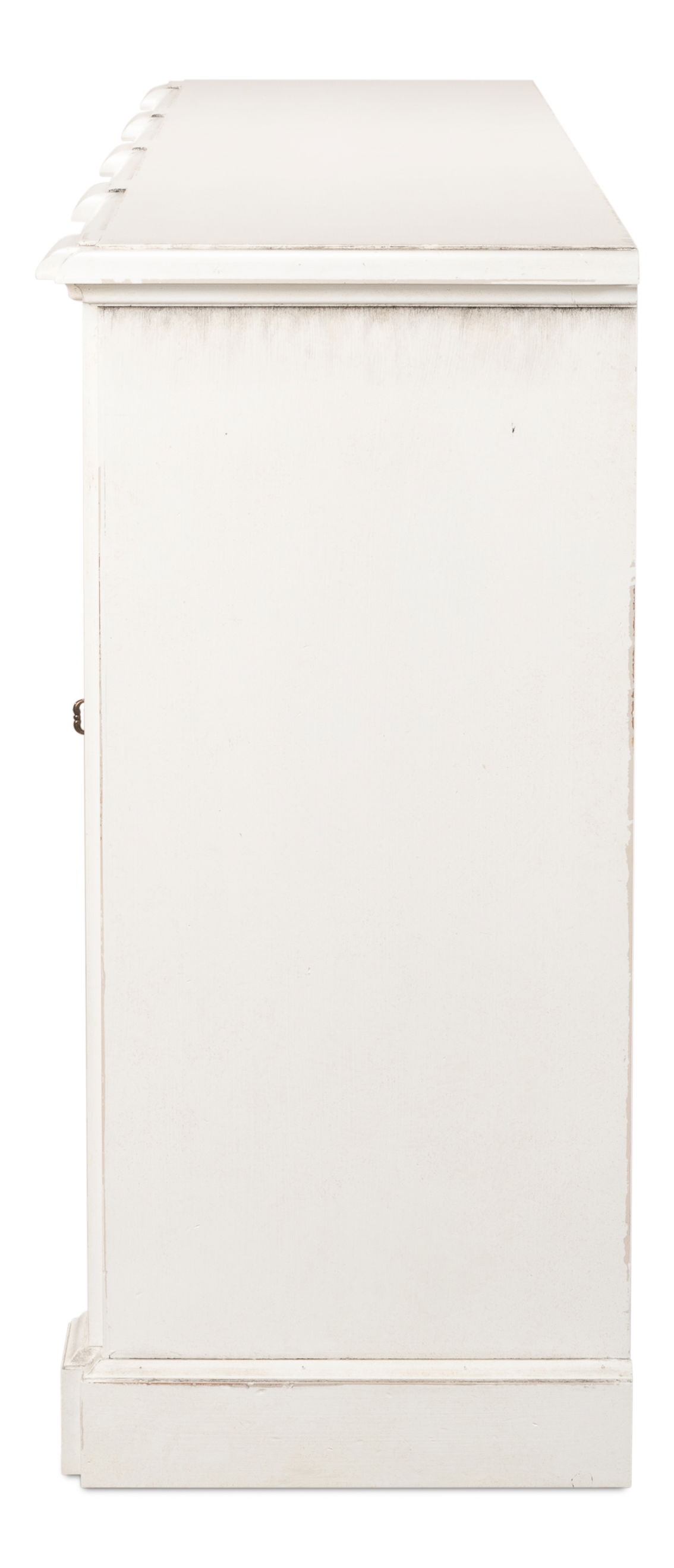 *Crested Wall Cabinet,White/White Finish, Cabinets & Sideboard by Sarreid, 96" length x 18" width x 39" height View 4