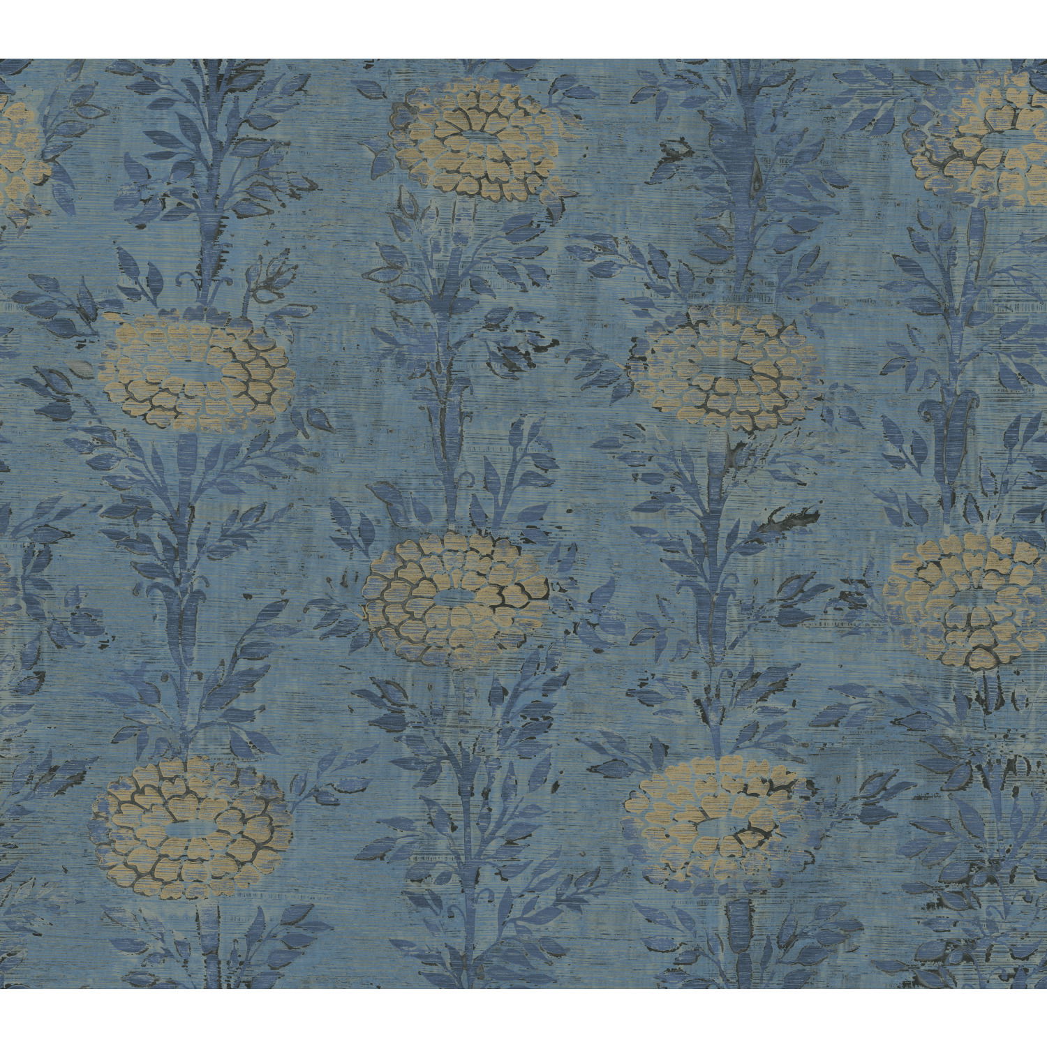 French Marigold Blue & Gold Wallpaper large image 