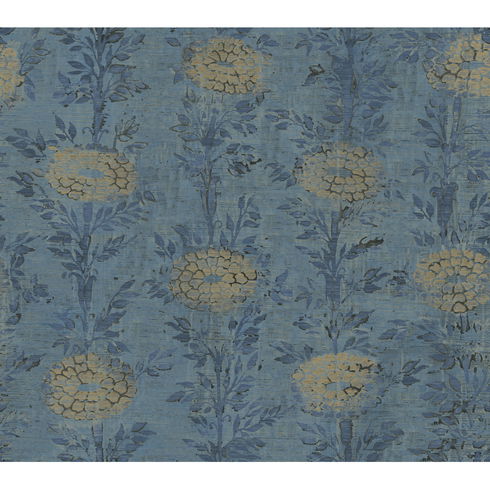 French Marigold Blue & Gold Wallpaper