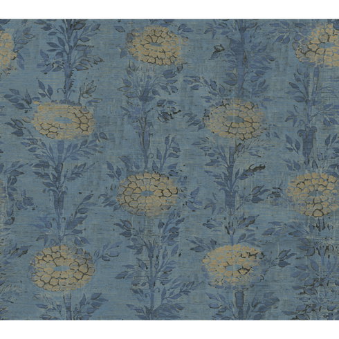 French Marigold Denim & Gold Wallpaper