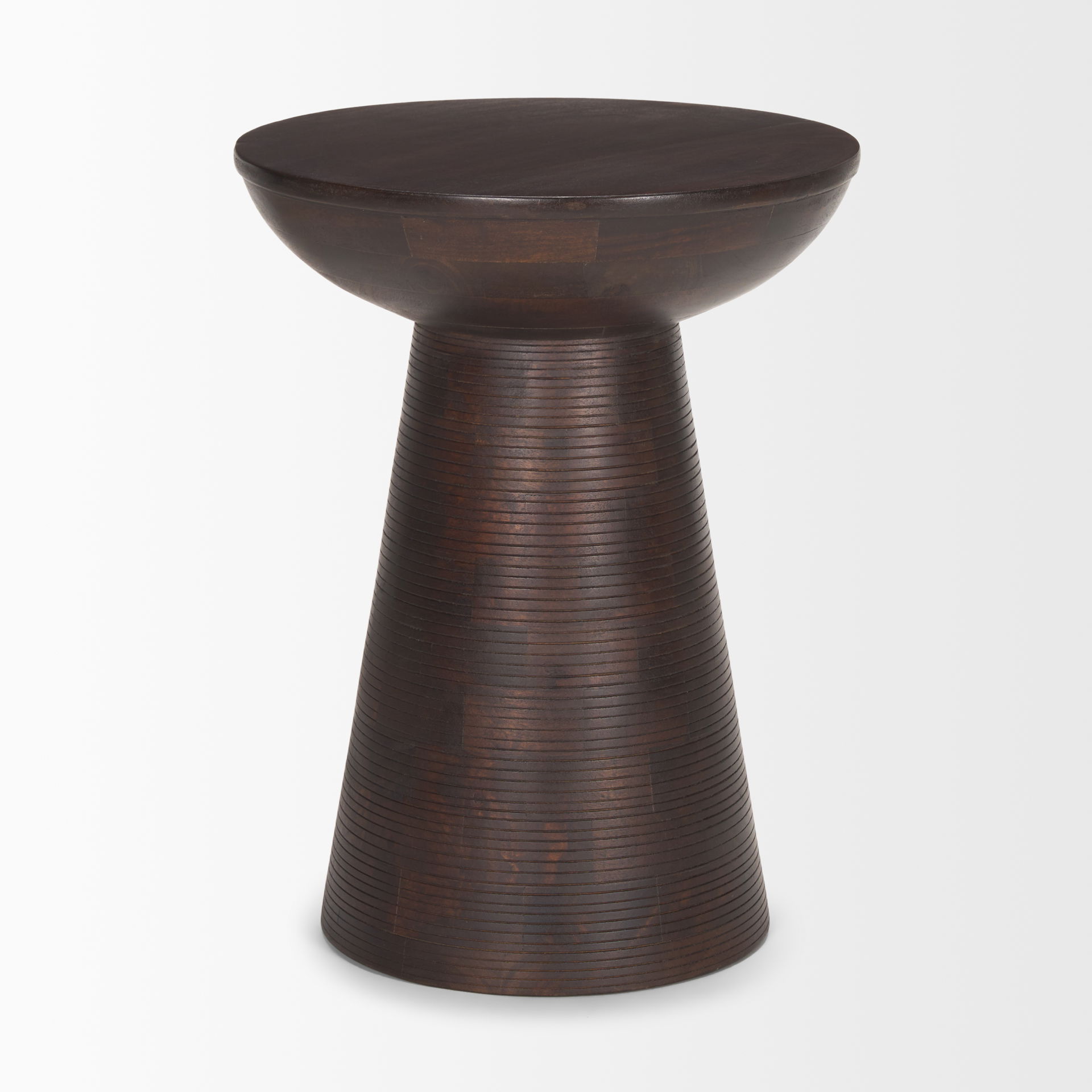 Novell Dark Brown Wood Pedestal Accent Table, Side & End Table by Mercana, 16" length x 16" width x 21" height View 4