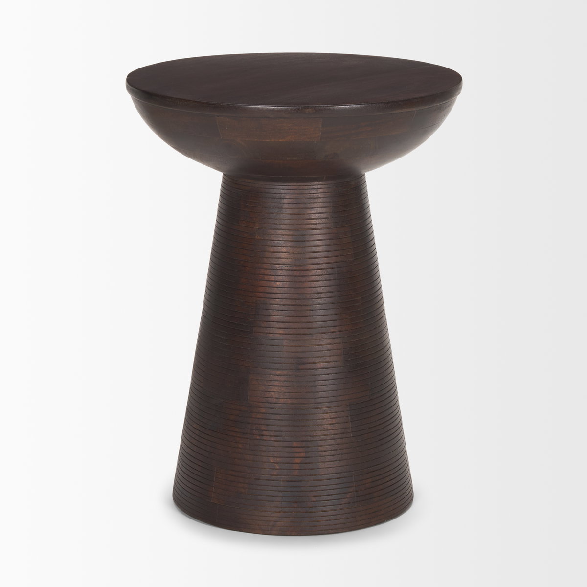 Novell Dark Brown Wood Pedestal Accent Table, Side & End Table by Mercana, 16" length x 16" width x 21" height View 4