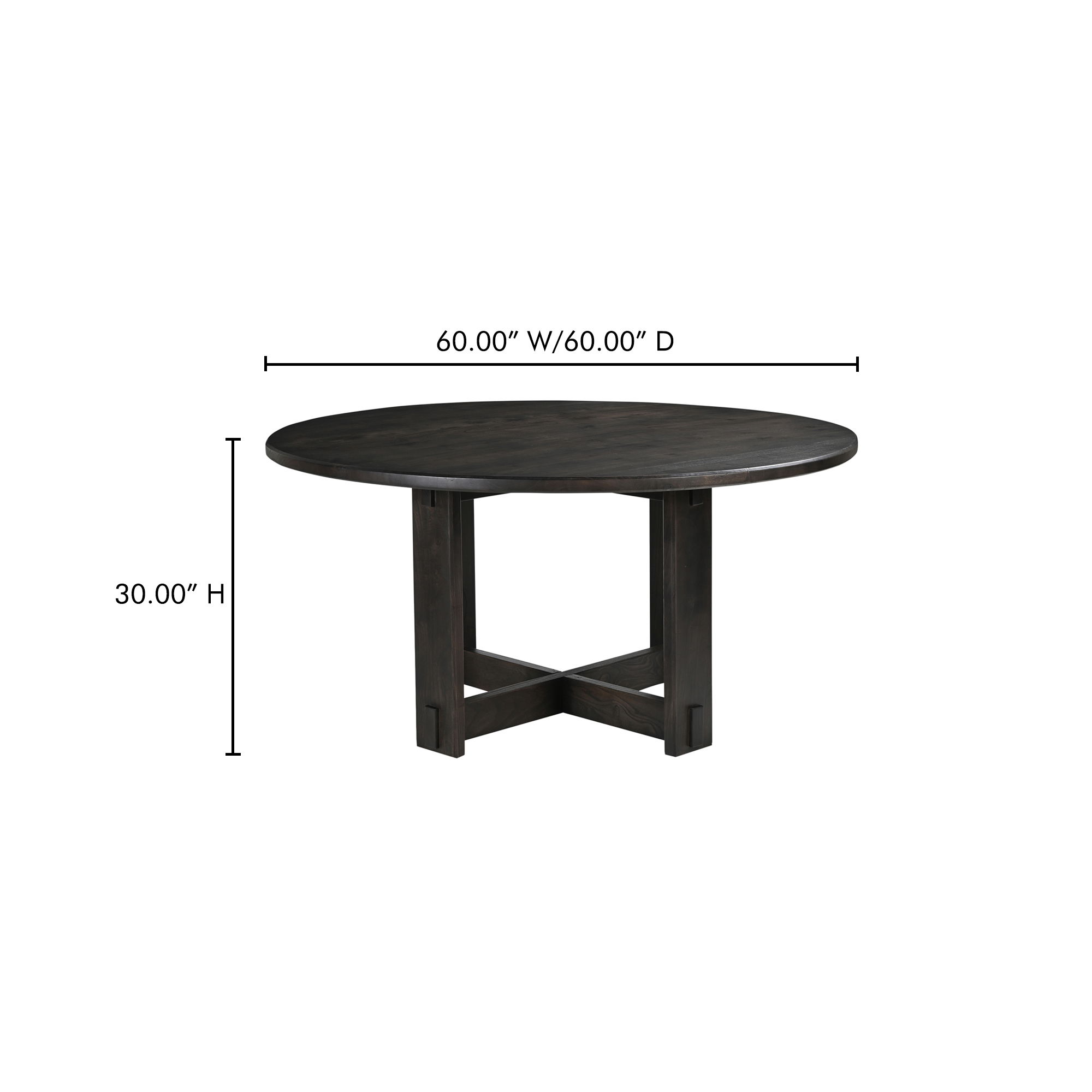 Glenn Round Dining Table Dark Brown, by Moe's Home, 60" width x 30" height x 60" depth View 9