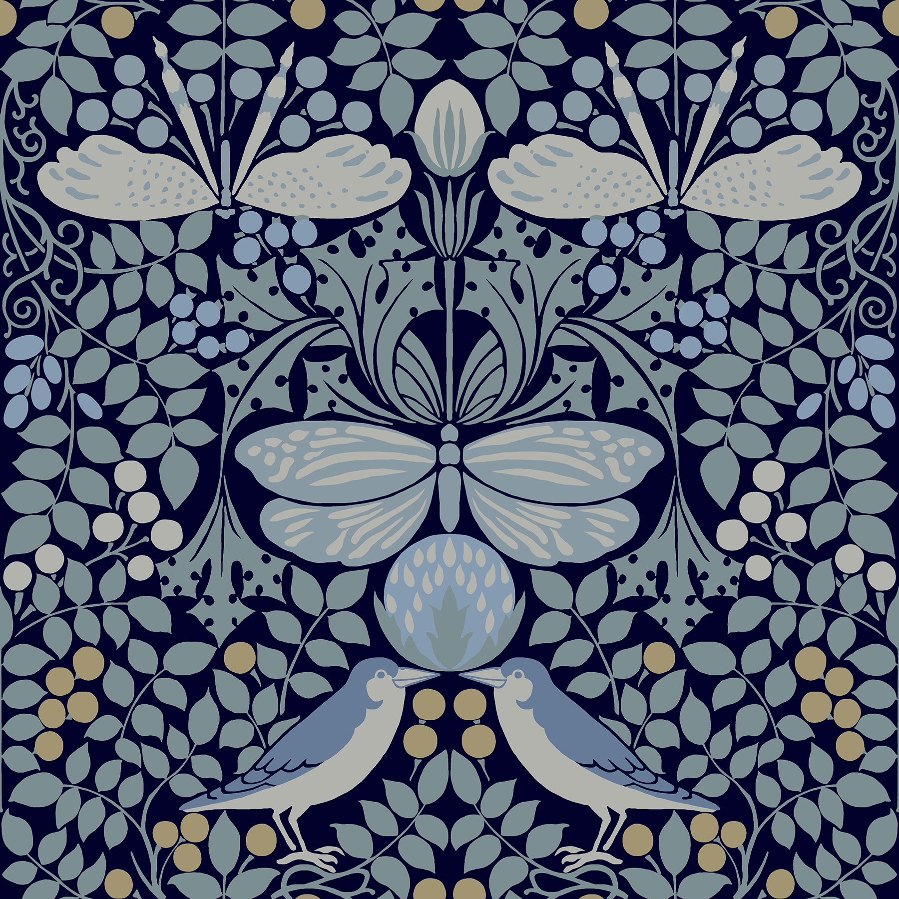 Butterfly Garden Blue Wallpaper large image 